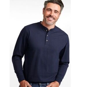 L.L. Bean Henley Shirt  Navy Blue Men's L Cotton Traditional Fit Minimalist